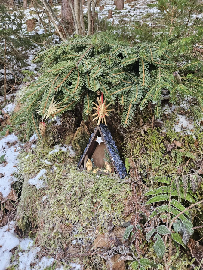 Idyllischer Spaziergang im Advent und der Winterzeit: der Krippenweg in Wald